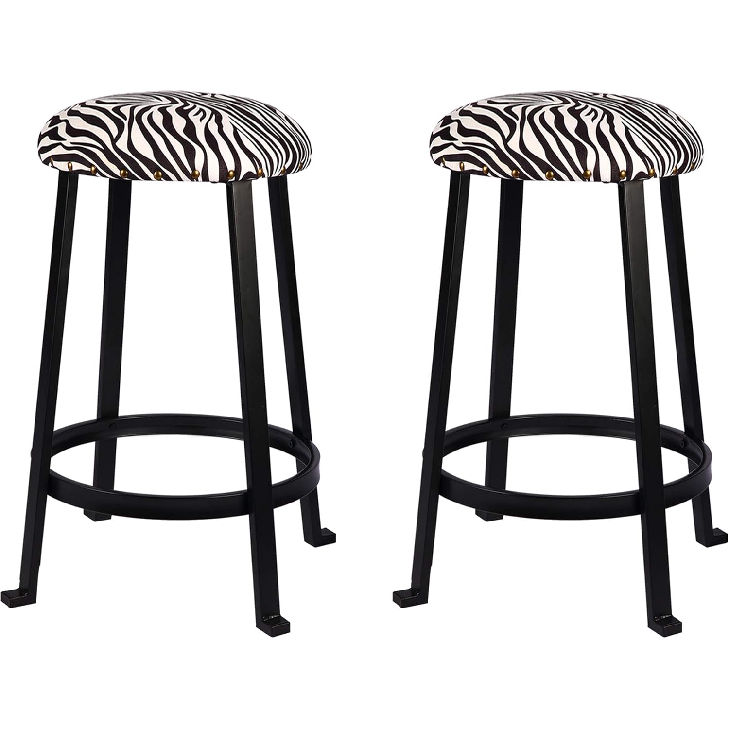 24Inch Animal Counter Height Stool, Round Backless Metal