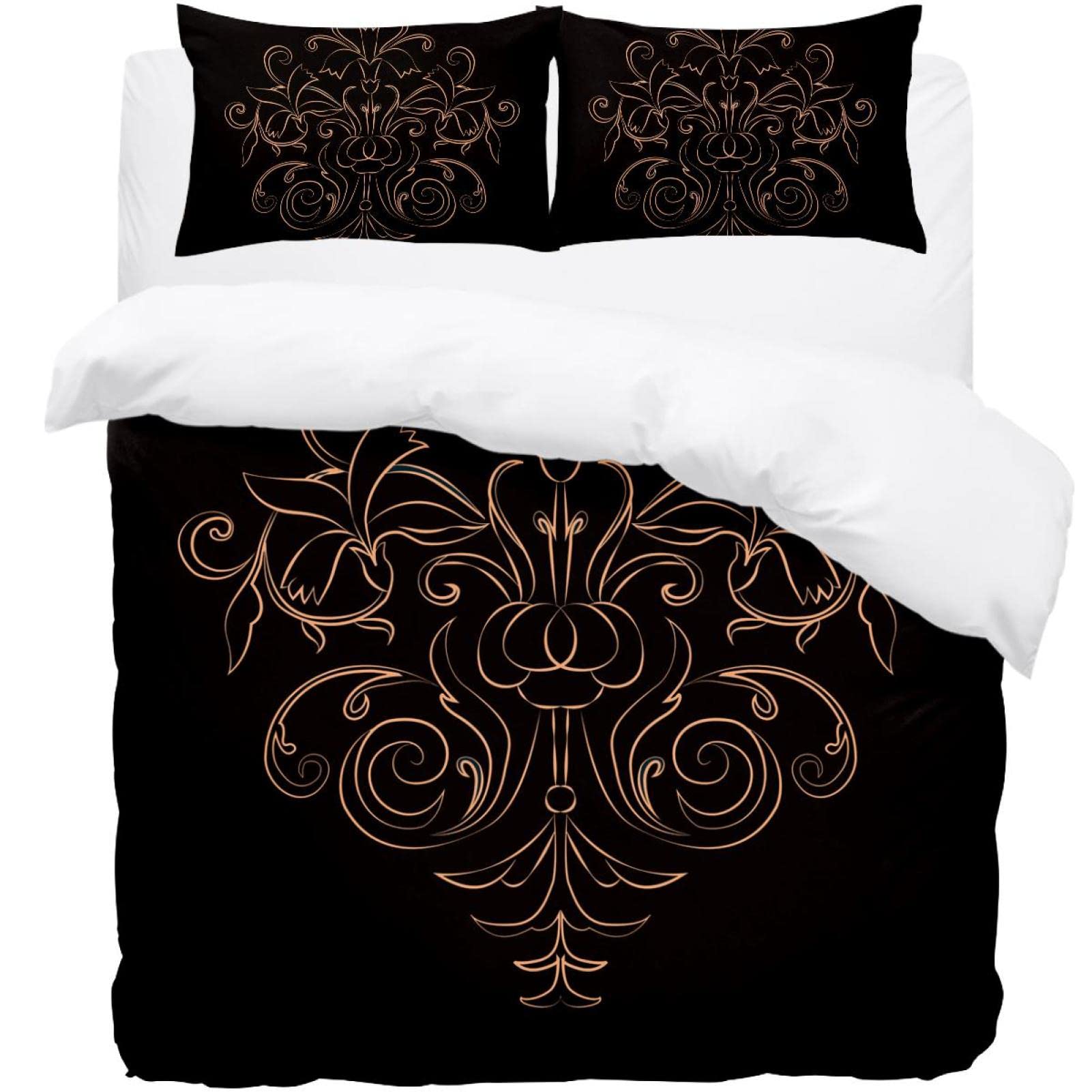 Parure de lit Mandala Floral foncée avec housse de couette en microfibre super douce