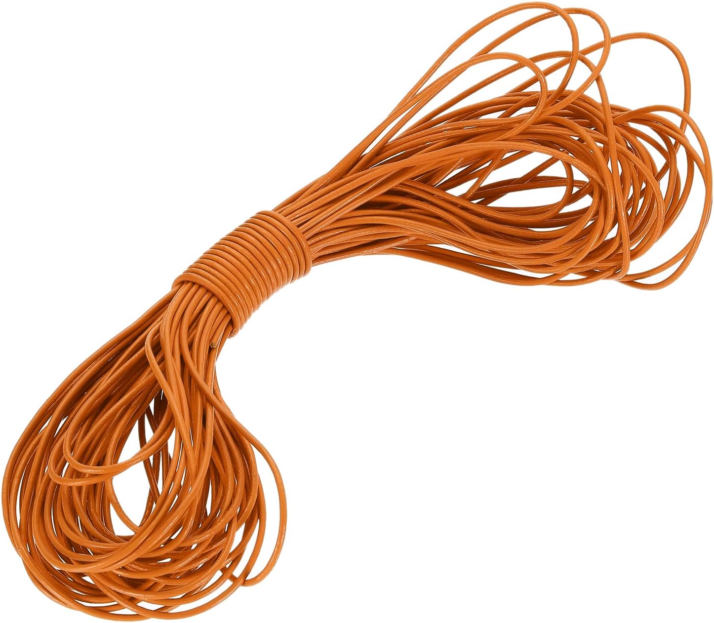 uxcell Round Leather Cord, 19.7 Yard 3mm Leather String Strips Lacing for DIY Crafts Making Bracelet Purse Strap, Orange Red