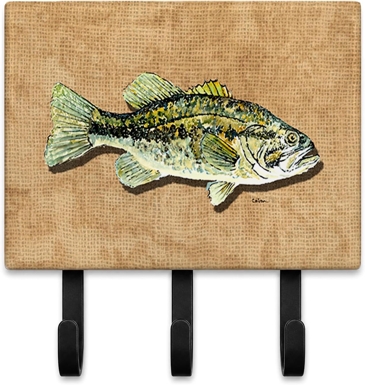 Caroline's Treasures 8806TH68 Small Mouth Bass Leash or Key Holder, Wall Hooks, Key Hooks Holder, Coat Rack Wall Mount, Coat Hooks, Hooks for Hanging Keys, Towels, Aprons, Leashes,