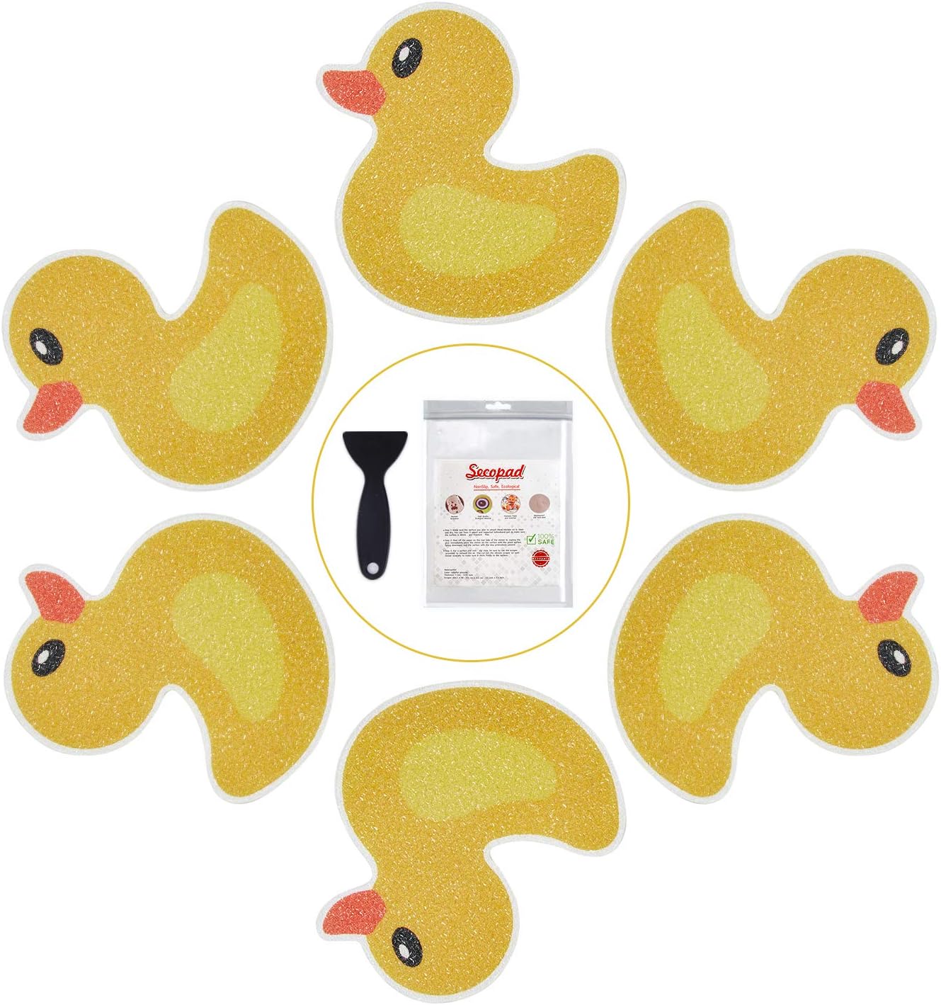 SecopadOriginal 20 PCS Non Slip Bathtub Stickers, Adhesive Kids Anti Slip Decal Treads for Shower and Bath Tub with Premium Scraper, Each About 4.5" x 3.5"