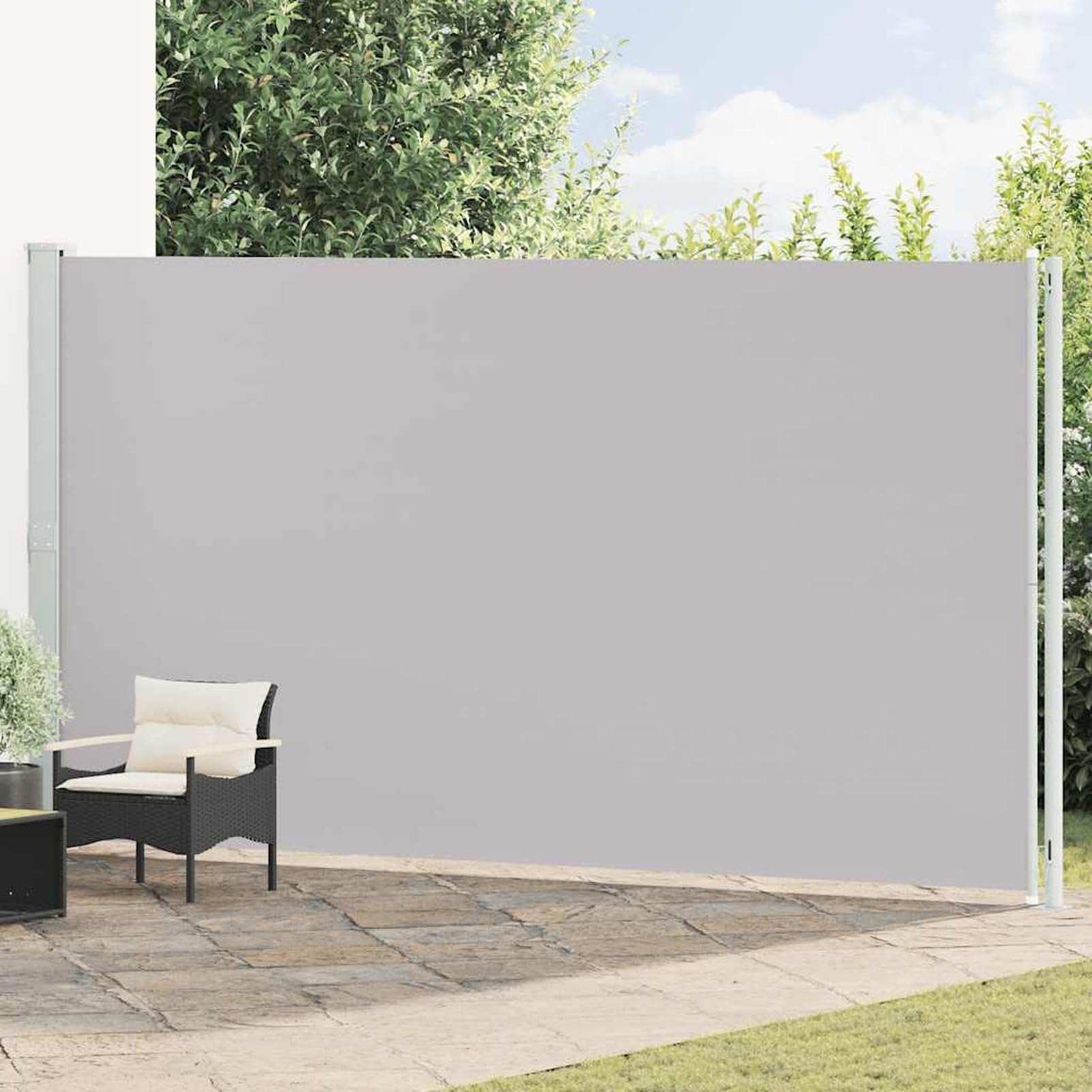 Side Awning Patio Retractable Side Awning Extendable Sunshade Screen Panel Outdoor Patio Garden Wind Screen Privacy Divider 220x600 cm Grey