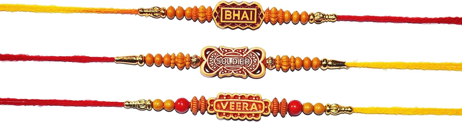 Rakhi Set 3-tlg. Für Bruder - Traditionelle Raksha Bandhan Armbänder