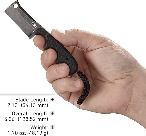 Vista 32 de CRKT - Cuchillo Bowie minimalista con engranajes EDC: Hoja fija compacta de transporte diario, cuchillo utilitario Folts con acabado satinado, mango