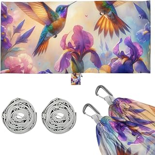 Hummingbirds Irises Flowers Camping Hammock with Tree Straps, Portable Lightweight Parachute Hammocks Camping Accessories Gear for Indoor Outdoor Backpacking Travel Hiking Beach
