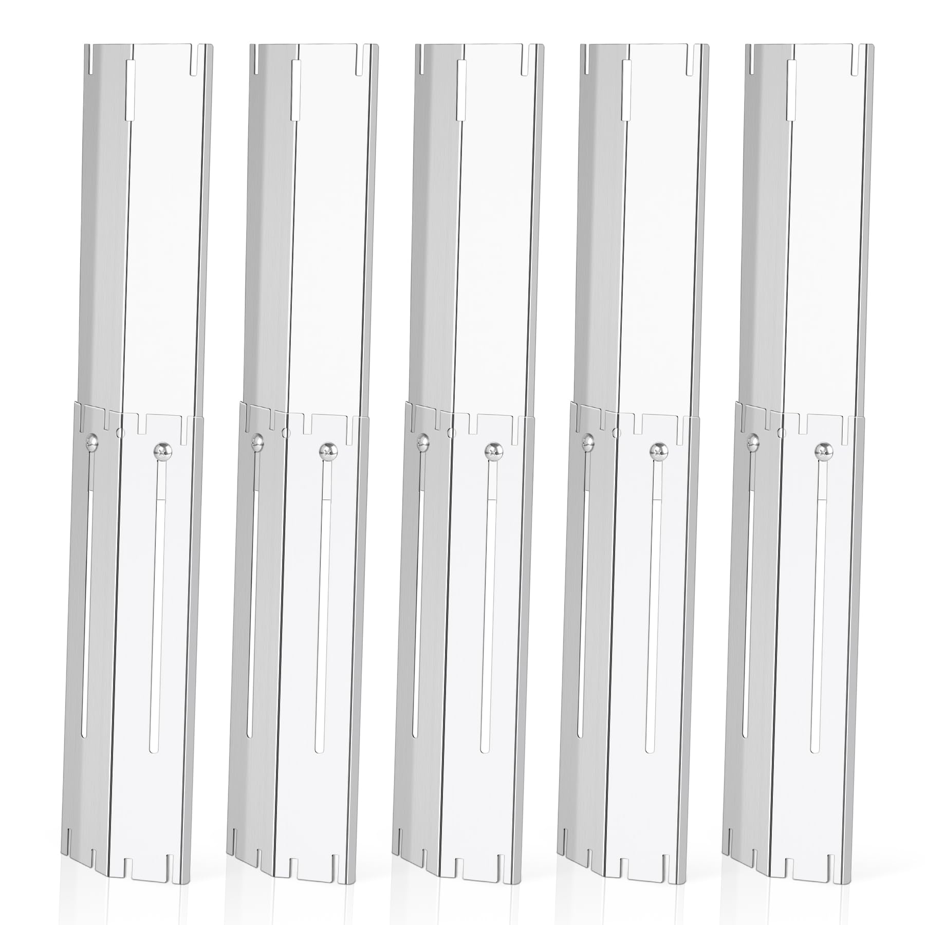 GLARETEX Universal Burner Cover, Heavy Duty Adjustable Stainless Steel Heating Plates, Universal Flame Distributor for Gas Grill, Extendable from 29.8cm to 53cm, 5 Pack