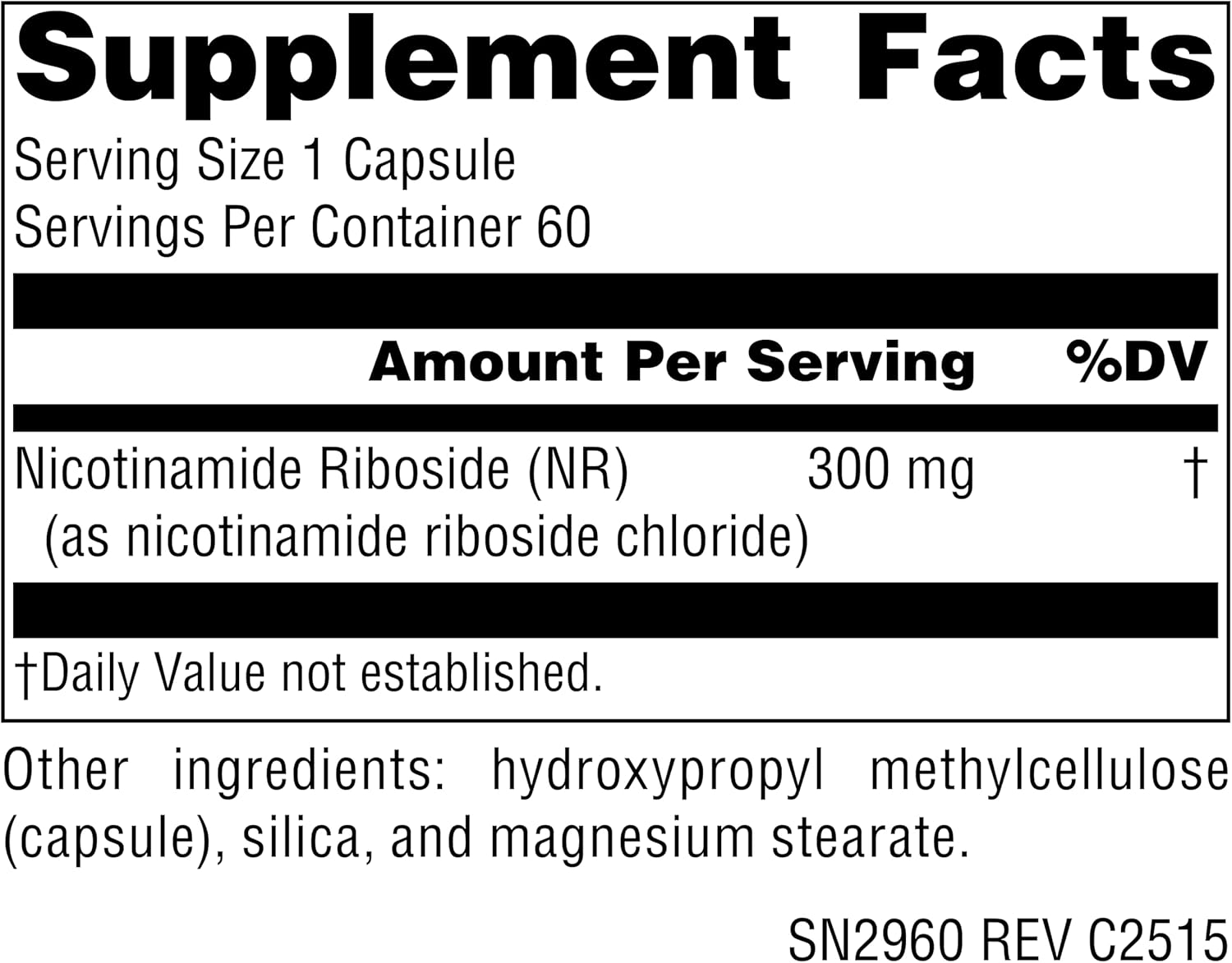 Source Naturals NR, Nicotinamide Riboside, Vegan Dietary Supplement for Mitochondria, Healthy Aging, Cells & Energy*, Premier Fuel for NAD+ Levels, 300 mg - 60 Vegan Capsules