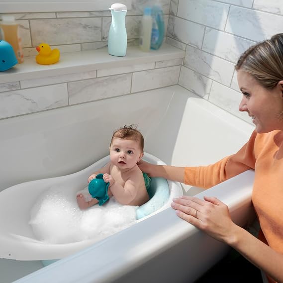 Fisher-PriceTM Baby to Toddler Bath 4-in-1 Sling 'N Seat Tub with Removable Infant Support and 2 Toys, Pacific Pebble