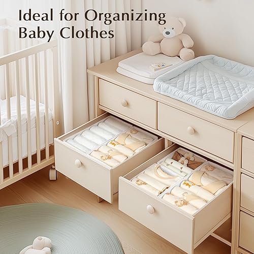 Miniatura 5 de DIMJ Organizadores de cajones, juego de 4 organizadores de armario de tela y almacenamiento, separadores de cajones para ropa de bebé, calcetines,