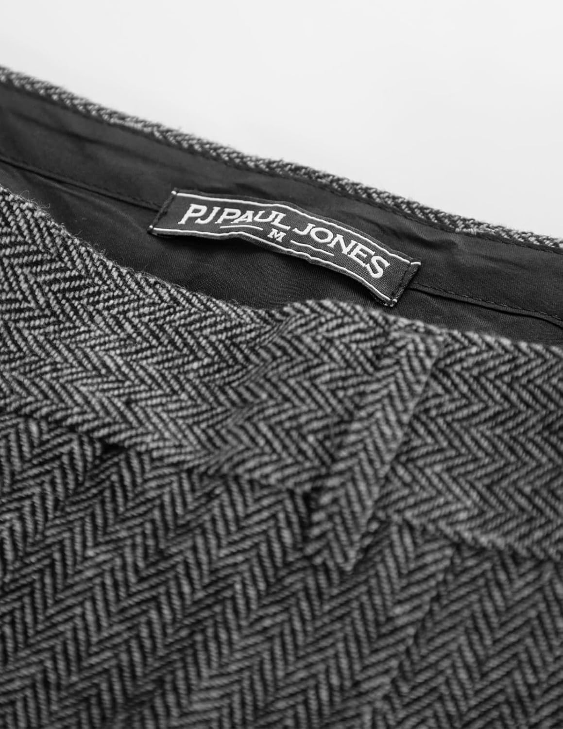 PJ PAUL JONES Mens Tweed Herringbone Pants Winter Warm Business Dress Pants for Wedding Grey - Image 3
