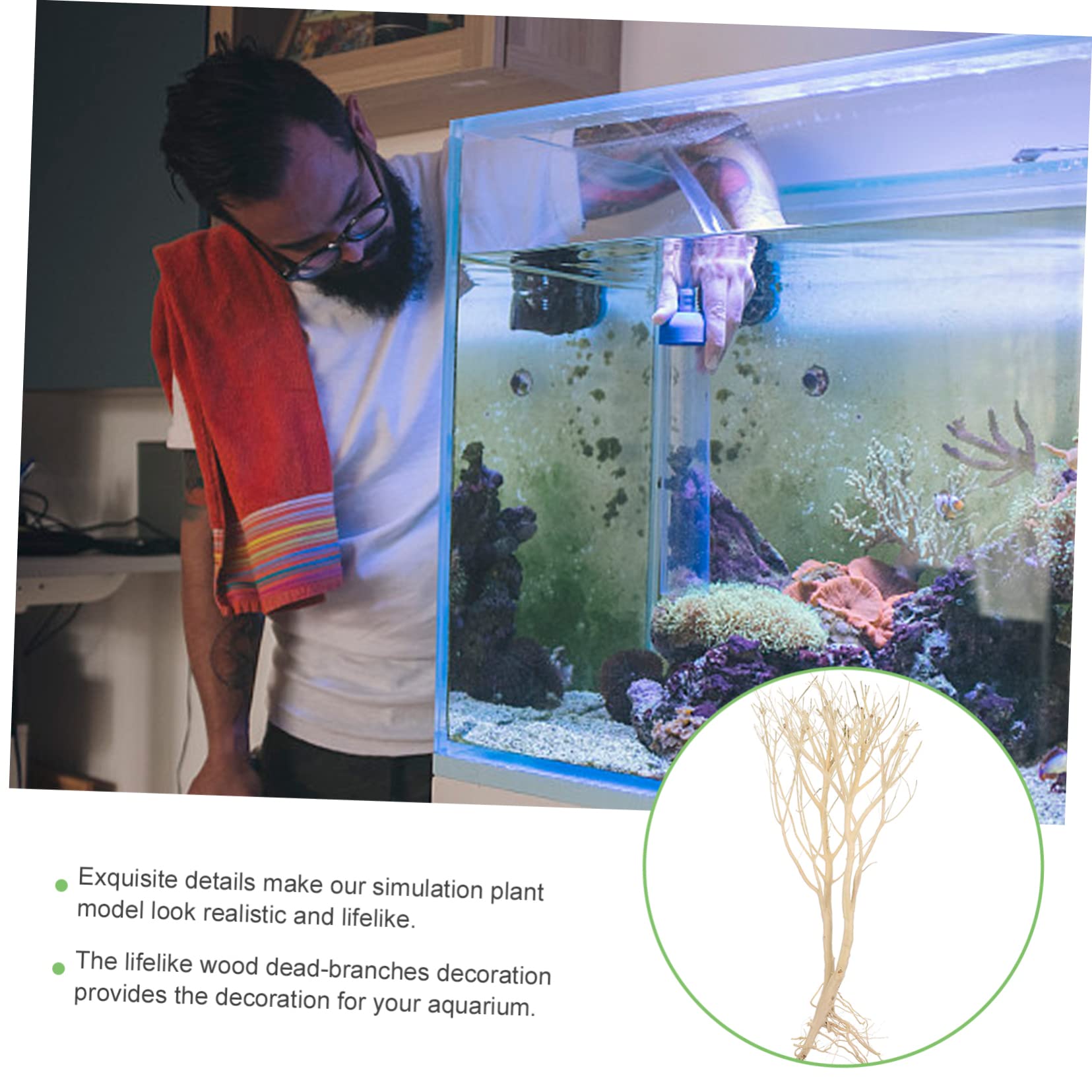 Happyyami 2piezas Decoración Acuario Madera Muerta para Paisaje Acuático Accesorios Naturales De Acuario para Peces De Agua Dulce y Salada Elemento De Diseño Natural