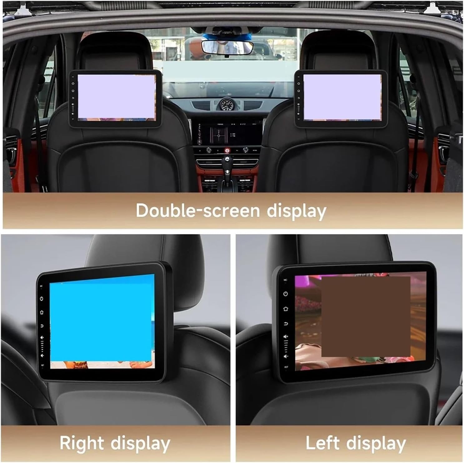 10.1'' Car Headrest Monitor Tablet Screens Wireless Play 2+32G Auto Rear Seat Video TV Player FM Bluetooth HD Easy Setup for Trips，2G32G 2P