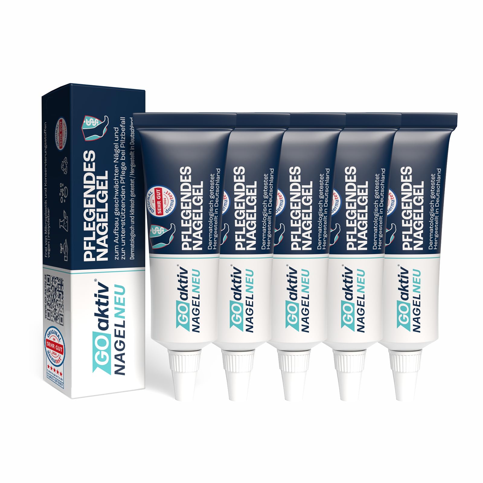 GOaktiv® NAGELNEU | Pflegendes Nagelgel | Zum Aufbau geschwächter Nägel und zur unterstützenden Pflege bei Pilzbefall | 5 x 10 ml