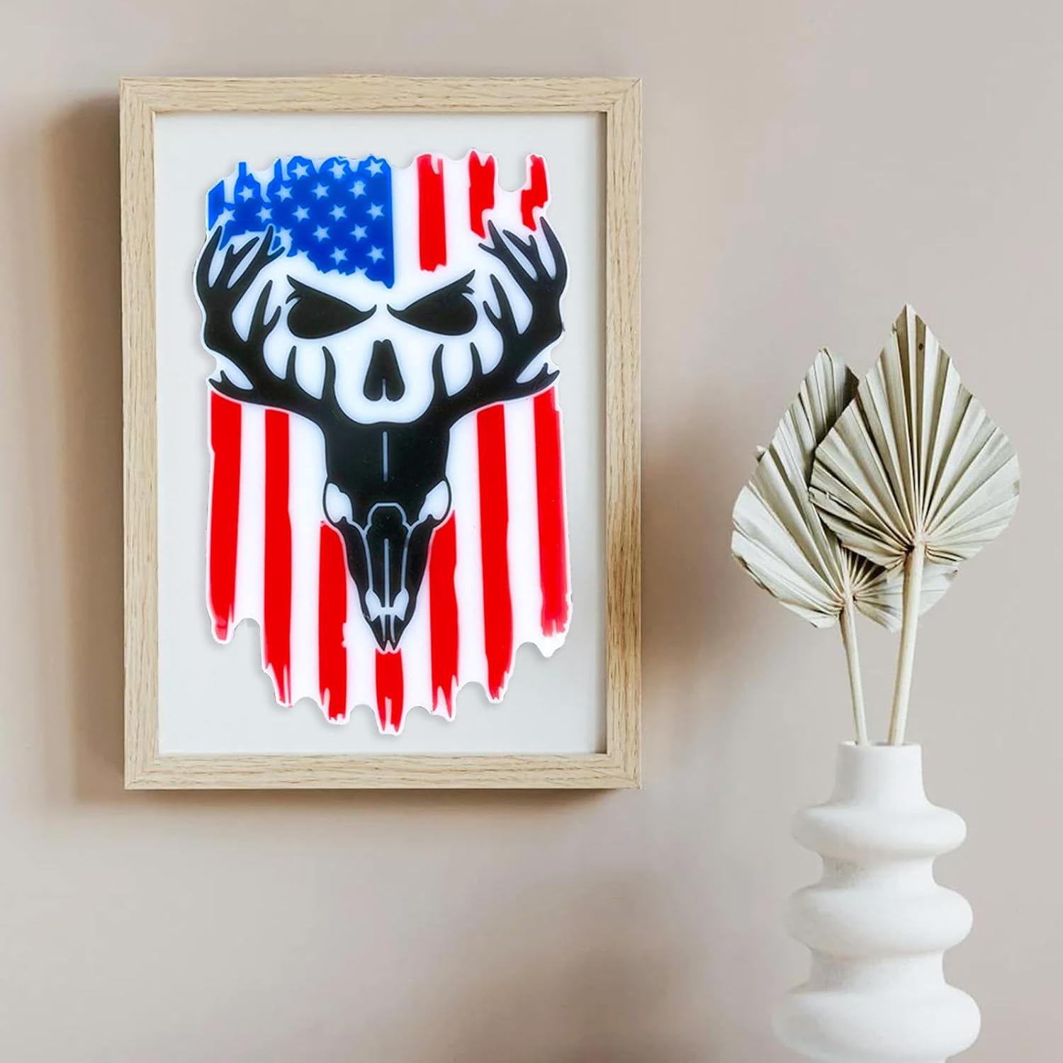 American Flag Epoxy Resin Mold Deer Elk Skull Mold Patriotic Epoxy Molds Wall Hanging Silicone Mold DIY Wall Art Crafts Home Decor