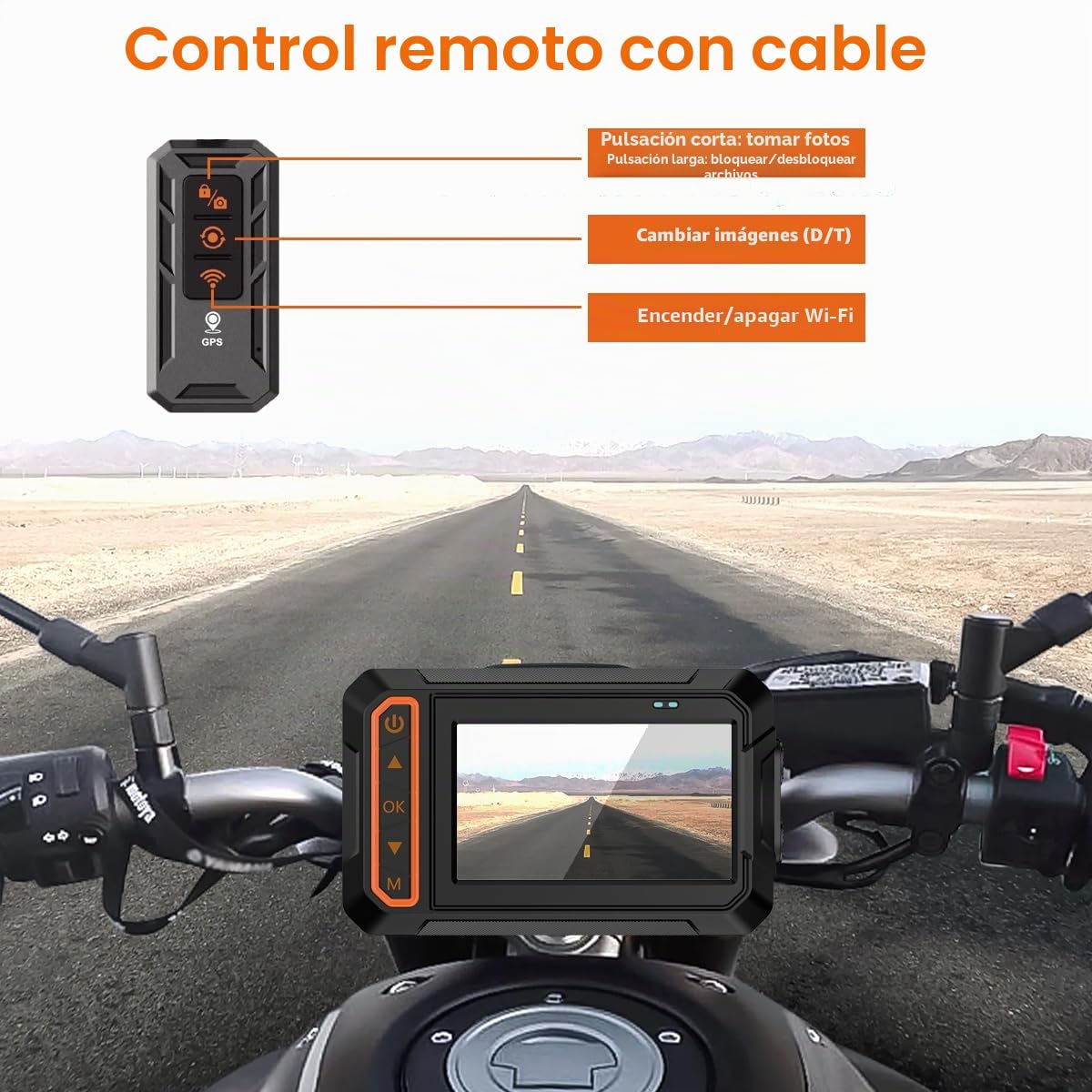 ydi Dashcam Moto Delantera y Trasera 1080P, Motocicleta Dash CAM Impermeable Doble Cámara Gran Angular 155 Grados con Pantalla de 3 Pulgadas, Wi-Fi, GPS, Control Remoto, Monitor de Aparcamiento
