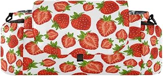 Kigai Universal Baby Stroller Organizer, Summer Strawberry Detachable Stroller Caddy Accessories Bag with Insulated Cup Holder and Adjustable Straps for Diaper, Phone, Toys