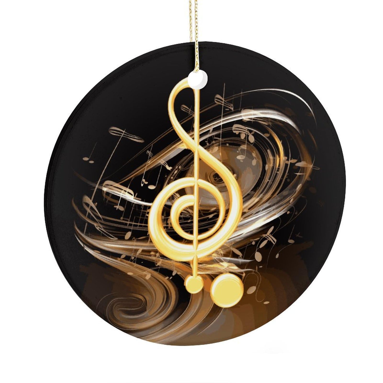 Fekiloot Style Music Note Christmas Ornaments 2.9 Inch Round Ceramic Ornament Keepsake Thank You Gifts For Office, Room, Home - Holiday Present Ideas