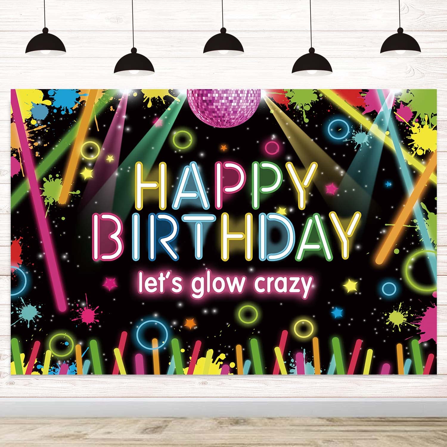 Neon Happy Birthday Hintergrund – 1,5 X 0,9 M, Fotohintergrund Für Partys, Graffiti-Design