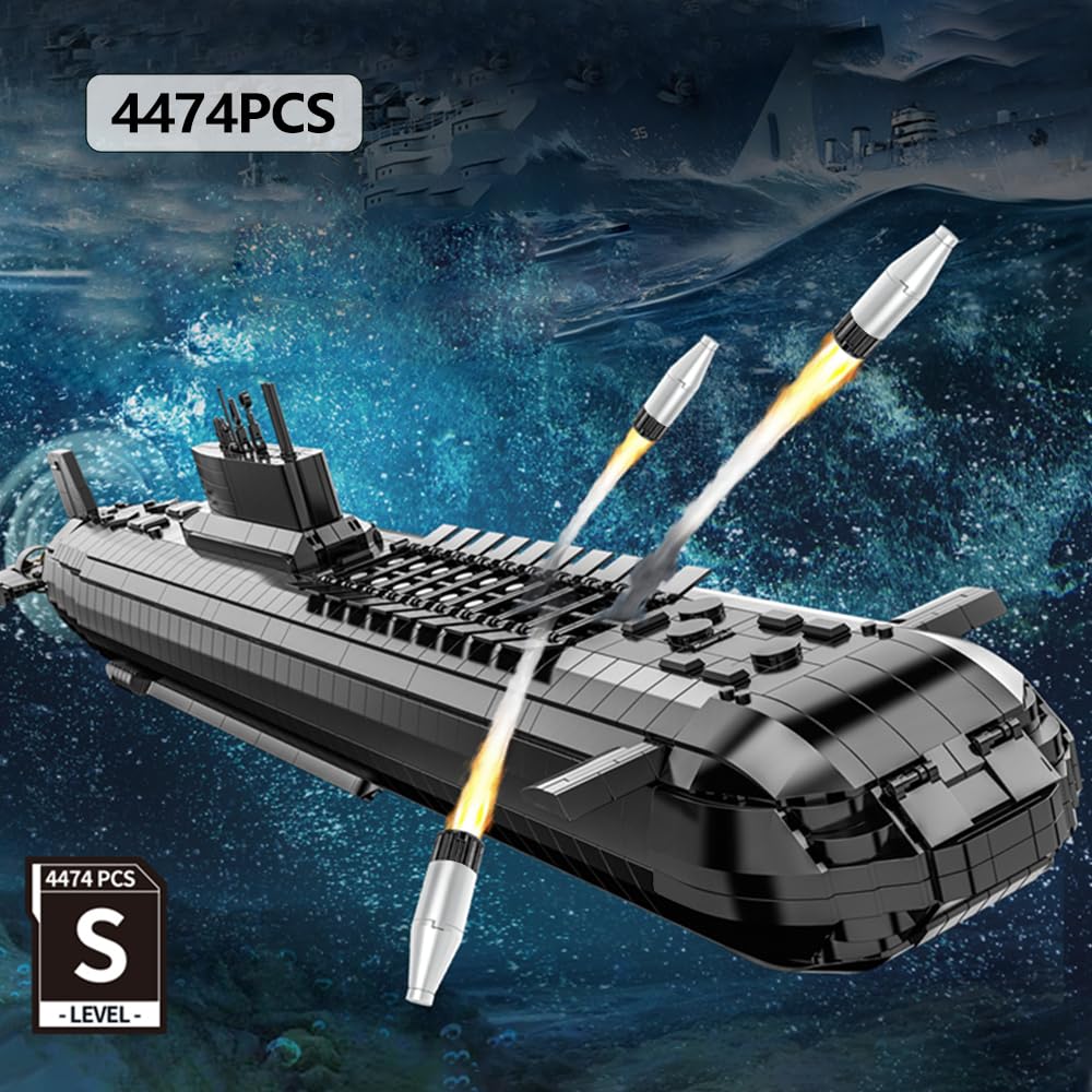 DUANT 628020 941 Modell Atom-U-Boote Bausteine Bausatz, 4474 Stück Militär Atom-U-Boot-Komponenten von Kriegsschiffen, Sammelbar Zeigen Sie U-Boot Modelle Spielzeug und Geschenke