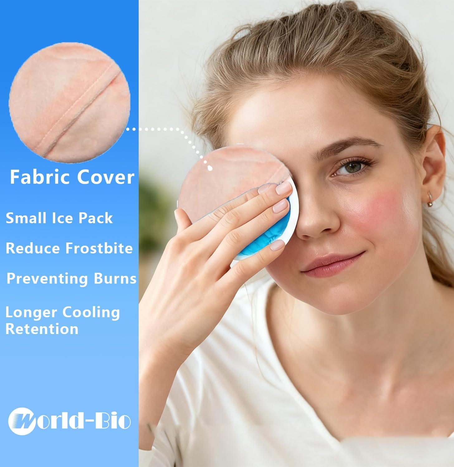 Small Round Ice Packs for Face (5 Pack) - Reusable Hot Cold Compress with Soft Fabric Sleeve, Stays Flexible When Frozen for Wisdom Teeth, Eye Surgery, Migraine, Facial Swelling & Dental Recovery