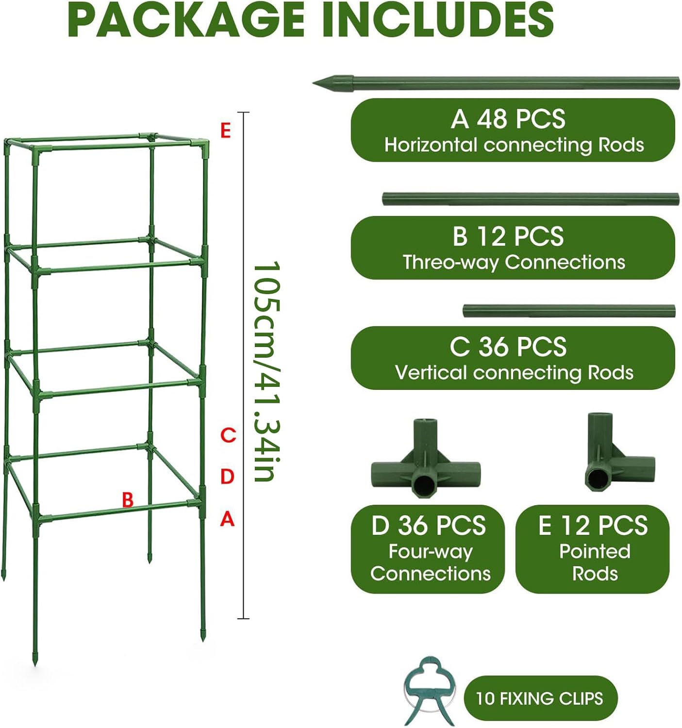 Tomato Plant Cage, Plant Support Rack, 41.34 Inches Size Versatile Heavy Duty Frame, Garden Trellis Set for Climbing Vegetables, Fruits, Flowers, Lawn, Patio and Bed Use