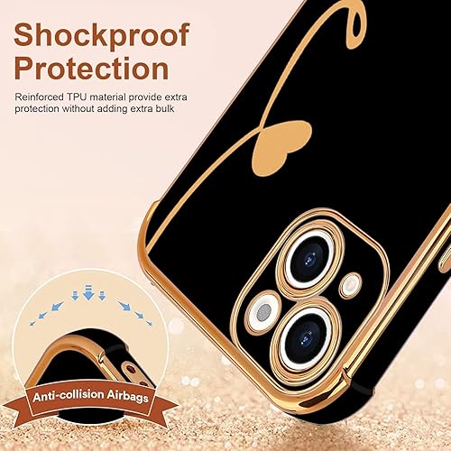 Miniatura 3 de LCHULLE Funda compatible con iPhone 14, bonita funda de lujo chapada en letras de amor, funda de TPU suave, a prueba de golpes, antiarañazos,