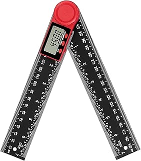 Digital Angle Finder, eSynic Popular 8 Inch/200mm Digital Angle Ruler Carbon Fiber + ABS Protractor Angle Finder 0-360° Digital Inclinometer with LCD Display for Woodworking Construction etc.