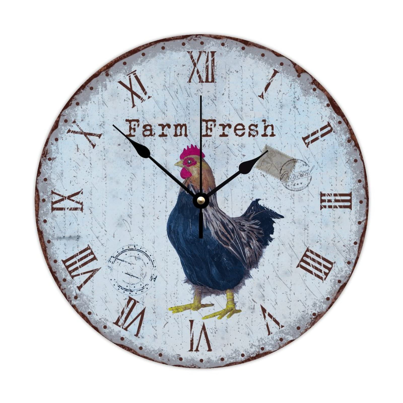 Horloge en bois coq pour cuisine vintage et salon rétro de 38 cm