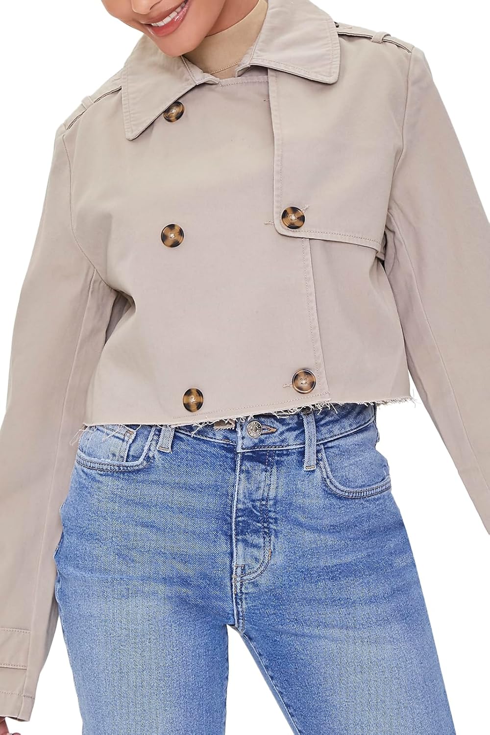 Forever 21 womens Cropped Double-breasted Twill Jacket - Image 5