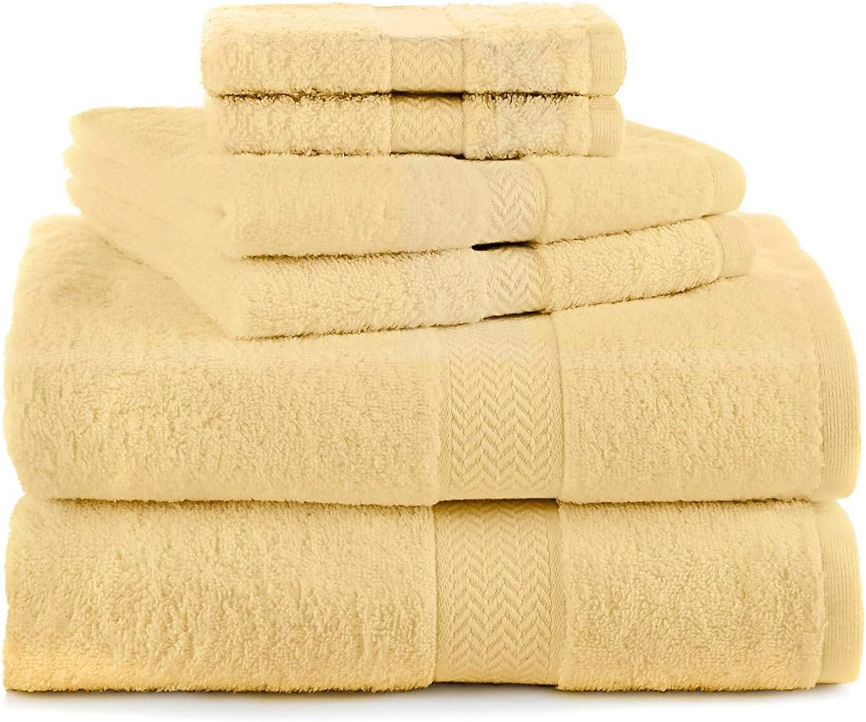 Martex 7129508 Cotton Bath Hand and Washcloth 6-Piece Set, Yellow
