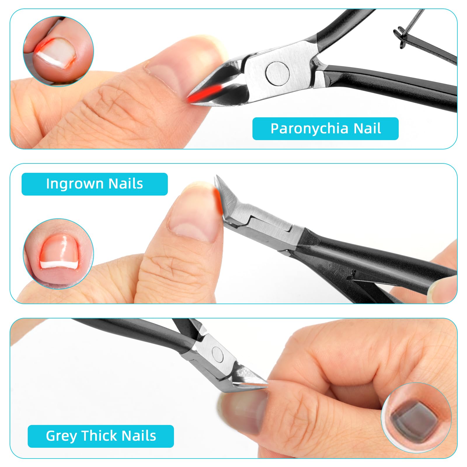 AOOWU Tagliaunghie Inox Professionale, Tronchesino Unghie Piedi Lama Dritta, Tagliaunghie Piedi di Precisione, Tronchese Unghie, per Uper Unghie Spesse e Dure Pedicure e Manicure Strumenti
