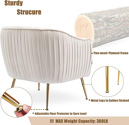 Miniatura 40 de Silla decorativa de terciopelo, Silla moderna con brazos de barril, Silla de sala de estar, acabado dorado, verde Navidad Navidad verde,Rosa