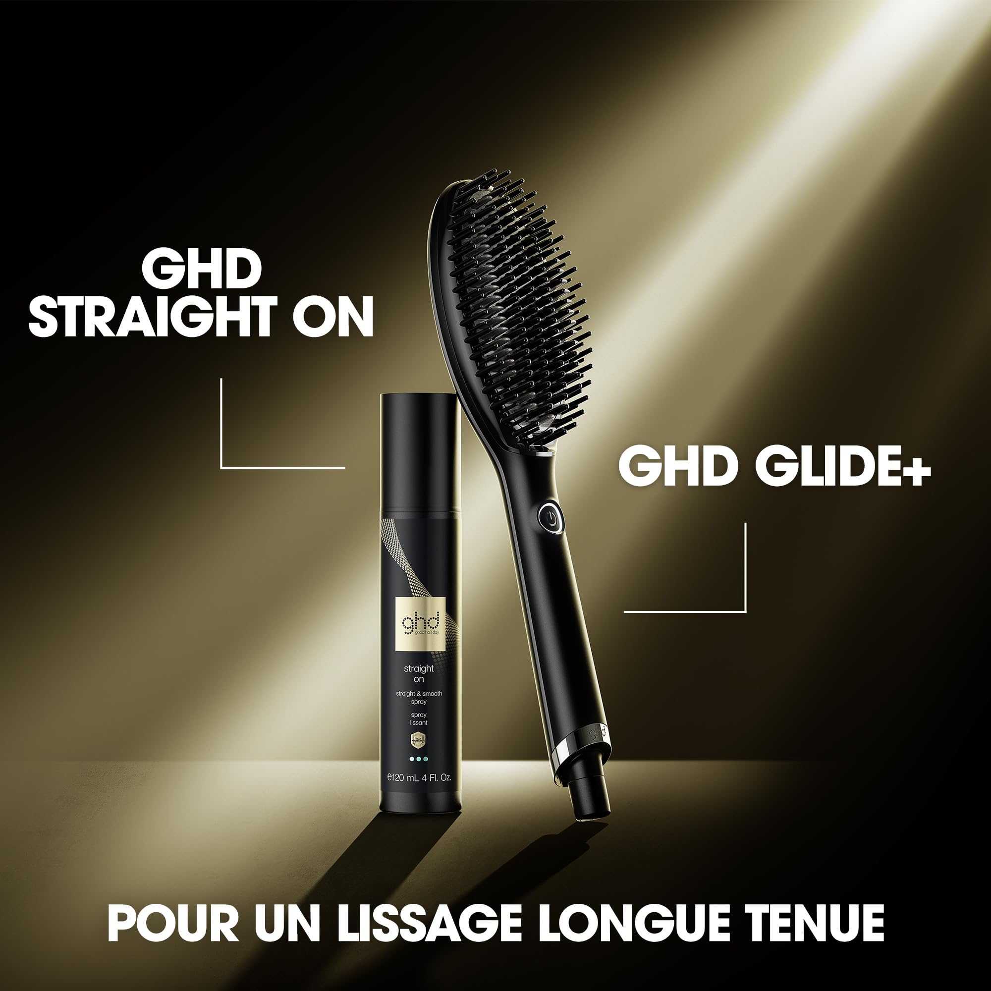 ghd - Brosse Chauffante ghd Glide+, Brosse Lissante (Noire) - Lissage Rapide, Facile, résultats sans frisottis - Sans chaleur extrême - Tous types de cheveux - S'utilise sur cheveux secs