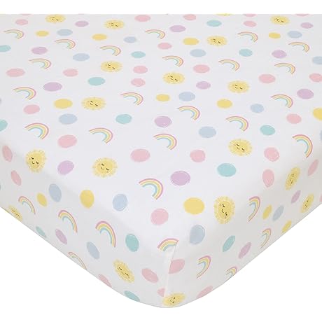 NoJo Happy Days Multicolored Rainbow Crib Sheet Cotton