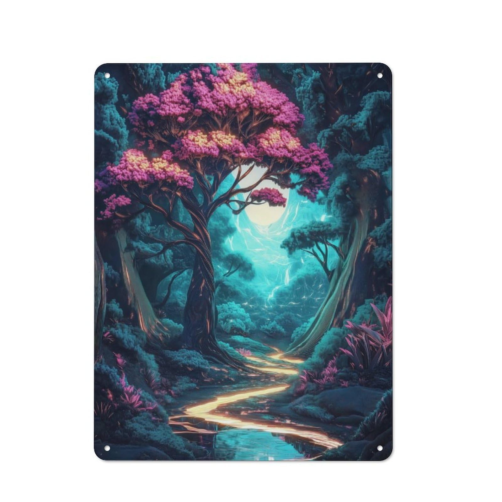 Junmoney Enchanted Forest Path Vintage Printed Metal Sign 40X30cm For Workshop Wall, A Decorative Gift For A Newly Furnished Workshop