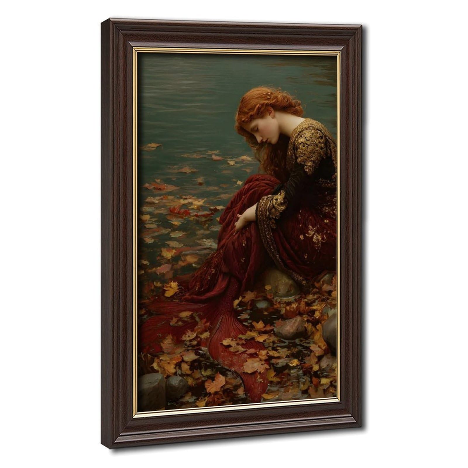 Bareronor Moody Mermaid Canvas Poster Bedroom Decor Landscape Office Room Decor Gift 24" L X 36" W