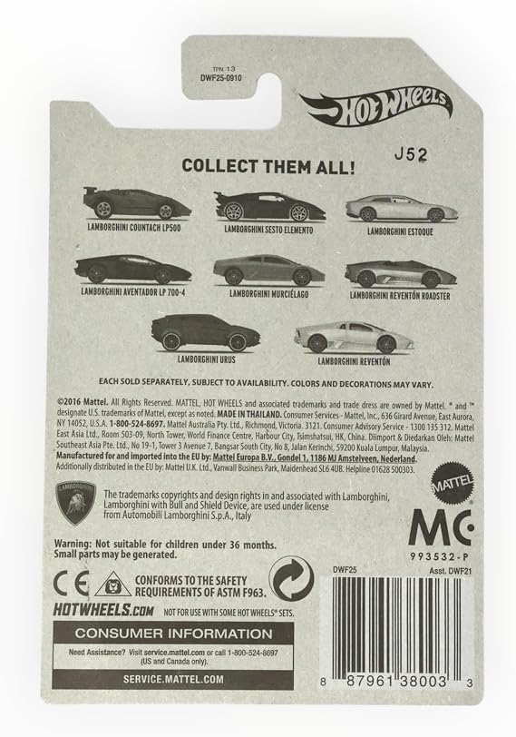 Hot Wheels 2017 Lamborghini Series Replacement for Lamborghini Reventon 8/8, White