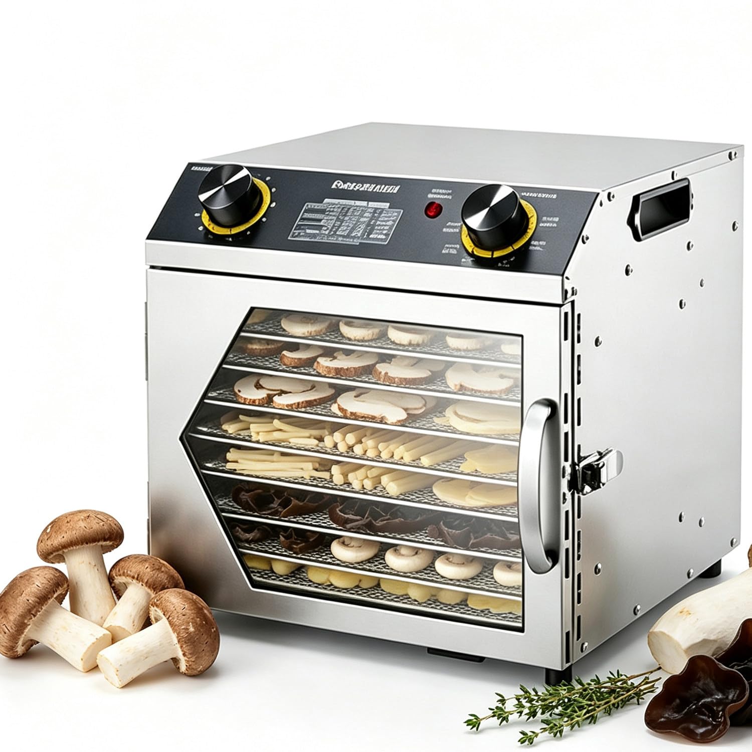 Secador de Alimentos de Aire Caliente, Temporizador Ajustable de 0 a 12 Horas, deshidratador de Acero Inoxidable para Verduras, Hierbas y para Preparar Snacks para Mascotas. 8Layers-110v