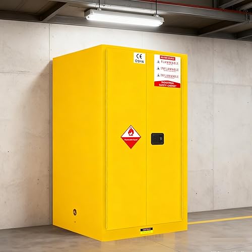 130 Gallon Yellow Flammable Storage Cabinet, 36" D x 36"