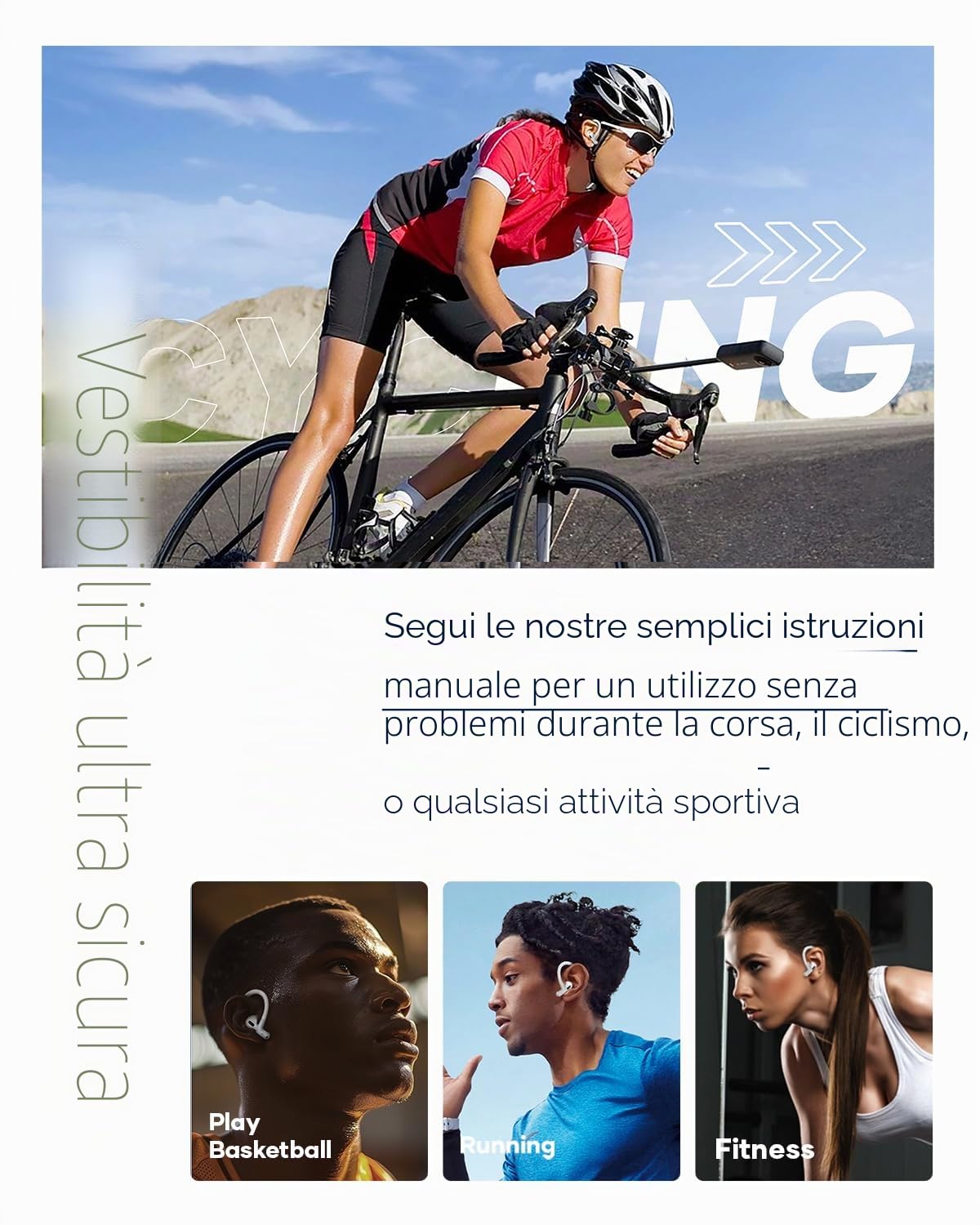Ganci auricolari in lega di titanio memoria compatibili Airpods Pro 2 3 Accessori sportivi antiscivolo bianco