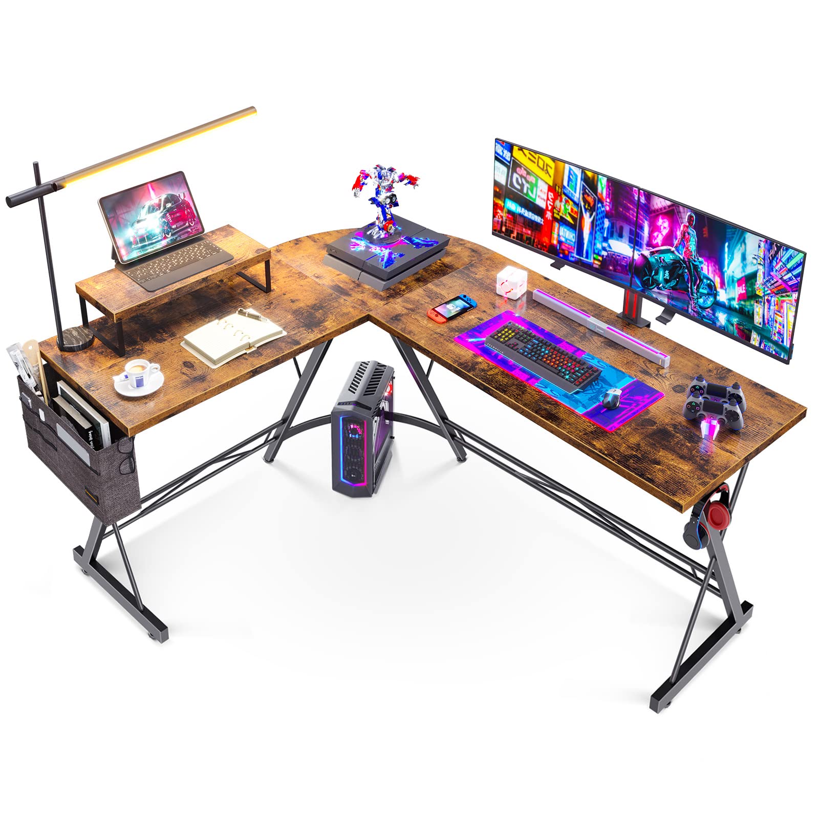 Buy Casaottima L Shaped Gaming Desk, 58" Home Office Desk with Round