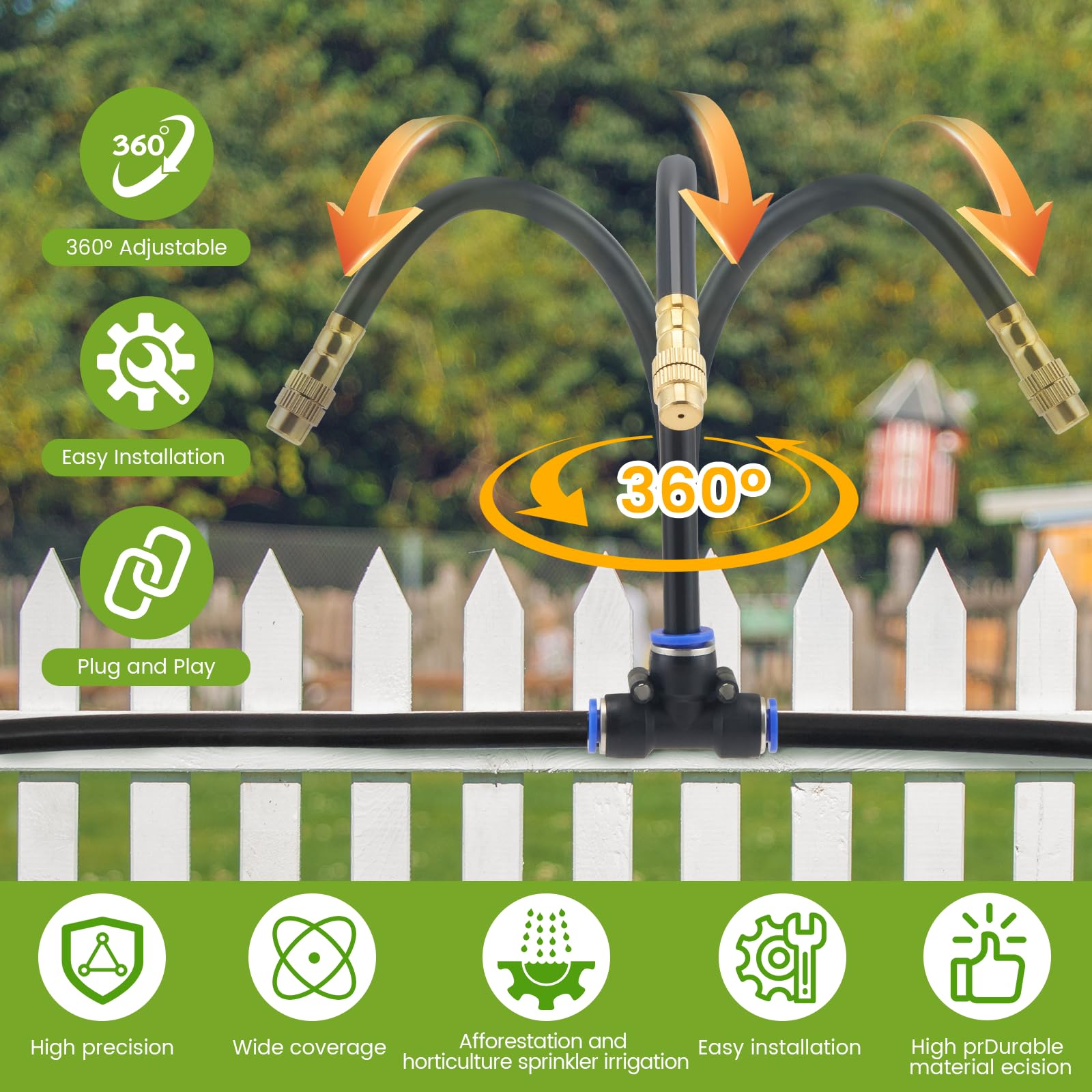 Kit sistema riego jardín 30 m, riego por goteo con 24 boquillas pulverizadoras, riego 360° alrededor, ajuste preciso de niebla de agua, sistema riego para huerto, invernadero, balcón, jardín