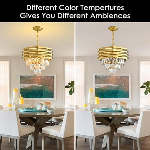 Miniatura 7 de Modern Crystal Chandelier Gold Round Chandeliers for Dining Room Chandelier for Living Room Entryway Foyer Bedroom Kitchen Small Flush Mount Ceiling