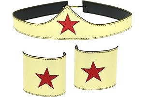 Gold Wonder Woman Tiara and Cuff Set for Adult Heroes and Amazon Princesses
