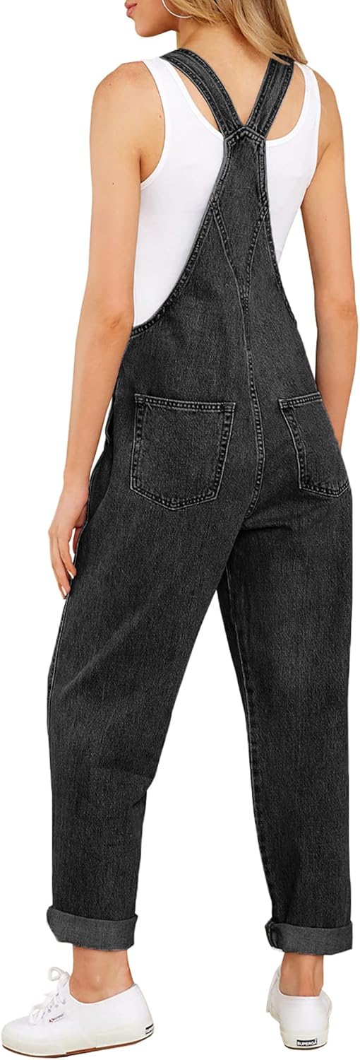 LookbookStore Women's Casual Stretch Denim Bib Overalls Pants Pocketed Jeans Jumpsuits - Image 2