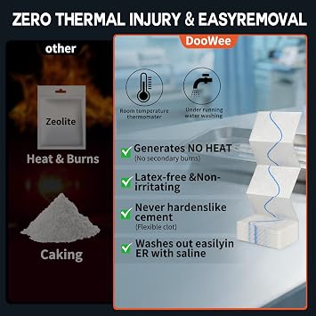 DooWee Kaolin Hemostatic Gauze Advanced Z-Fold Combat Dressing for Emergency Bleeding Control, Quick Clotting Gauze with X-Ray Line for First Aid & IFAK Kits, 3in x 12ft