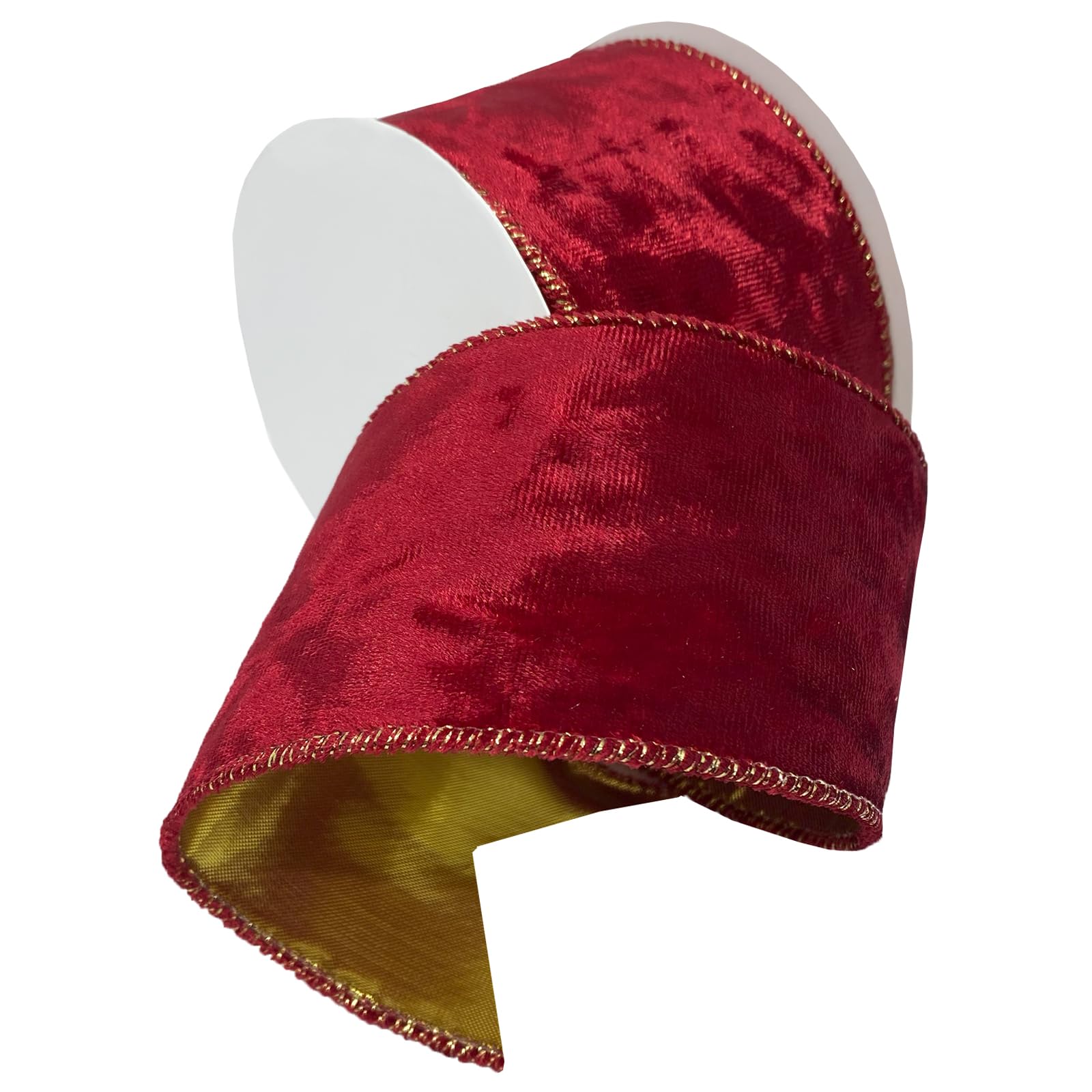 Ruban en velours écrasé rouge et doré idéal pour vos décors de sapin et tables de Noël