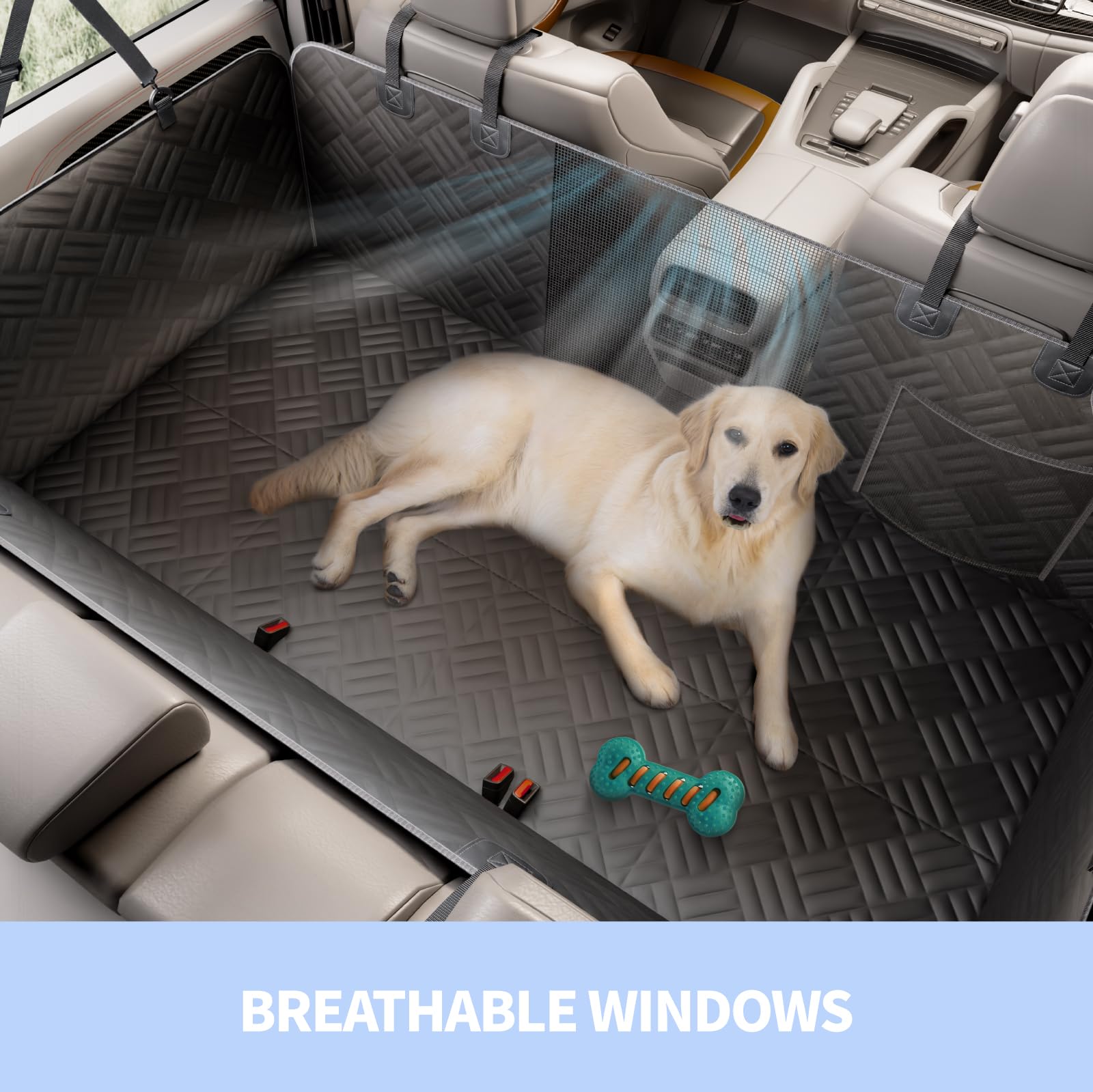 ELLINI Dog Car Seat Cover for Back Seat, Hard Bottom Back Seat Extender for Dogs, Holds 400lbs, 600D Heavy Duty Scratch-Proof Waterproof Dog Hammock for Full-Size Trucks/SUVs - image 5