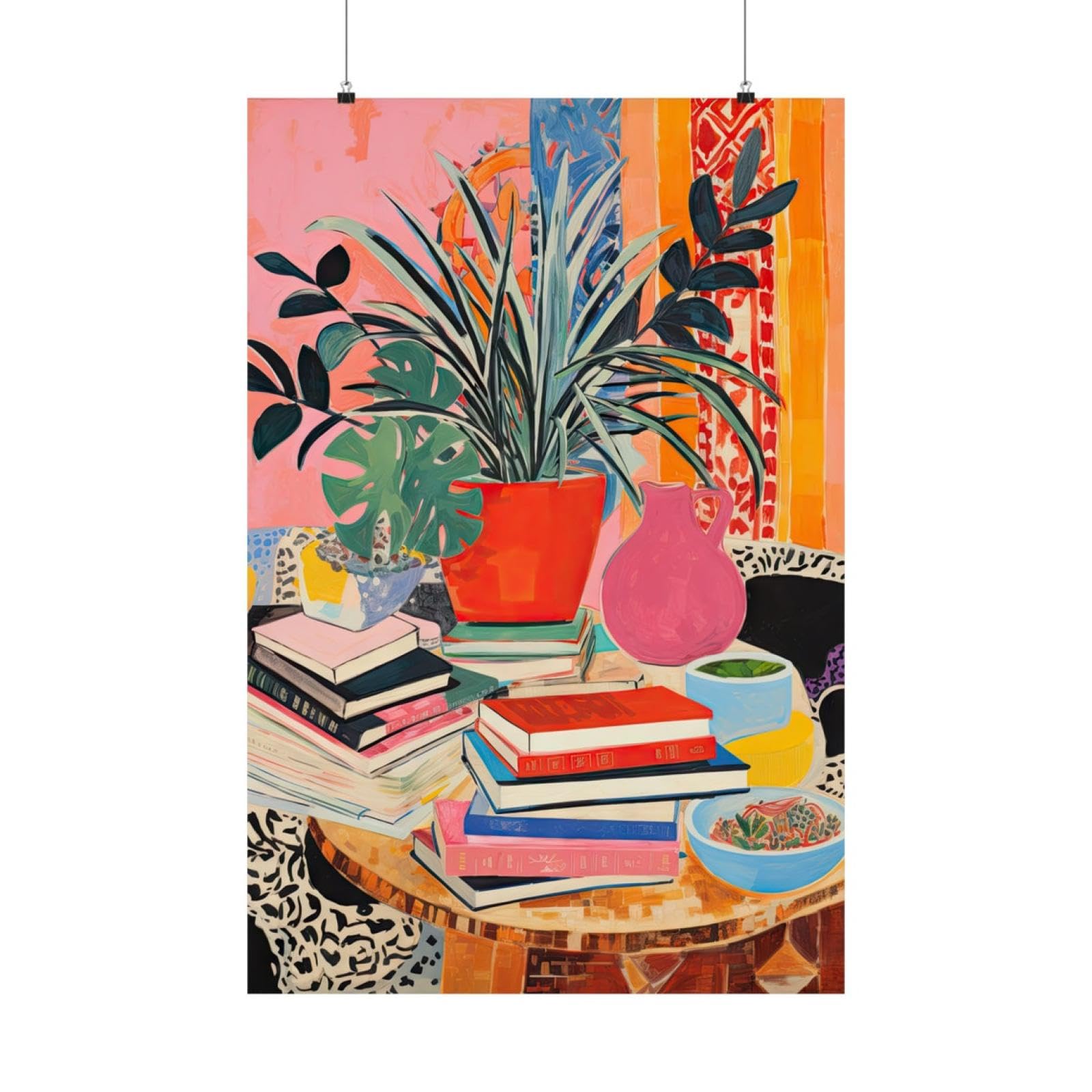 Peinture éclectique de Matisse | Tableau cadre 60 x 80 cm déco bohème maximaliste - 7