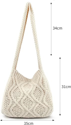 Miniatura 3 de ENBEI Bolsos de hombro para mujer, bolsos de ganchillo, bolso de compras de hombro, bolso de mano estético de lona bolso de mano lindo